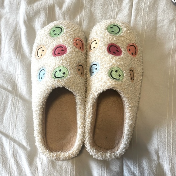 Target Shoes - Beige, and multi color smiley face slippers